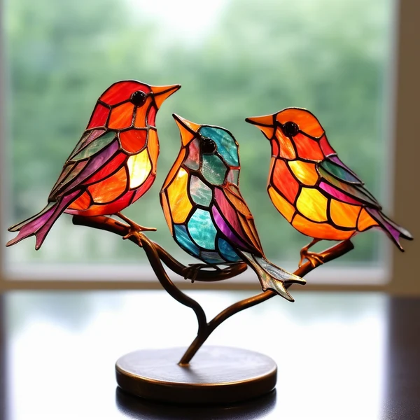🌈Stained Glass Birds on Branch Desktop Ornaments🕊️ - Image 11