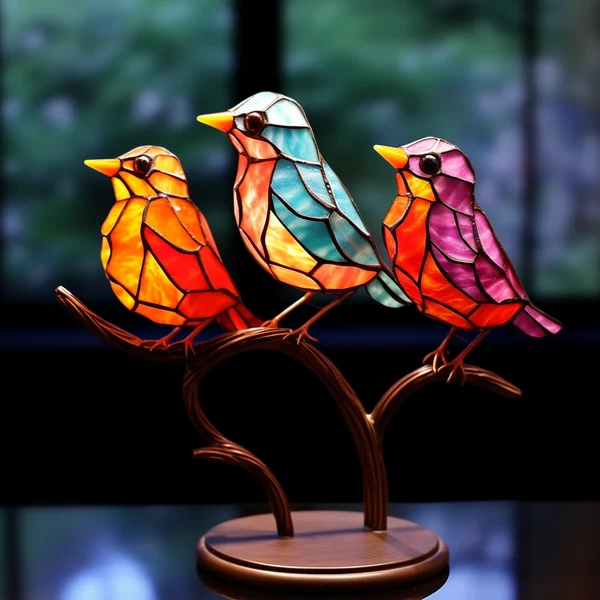 🌈Stained Glass Birds on Branch Desktop Ornaments🕊️ - Image 12