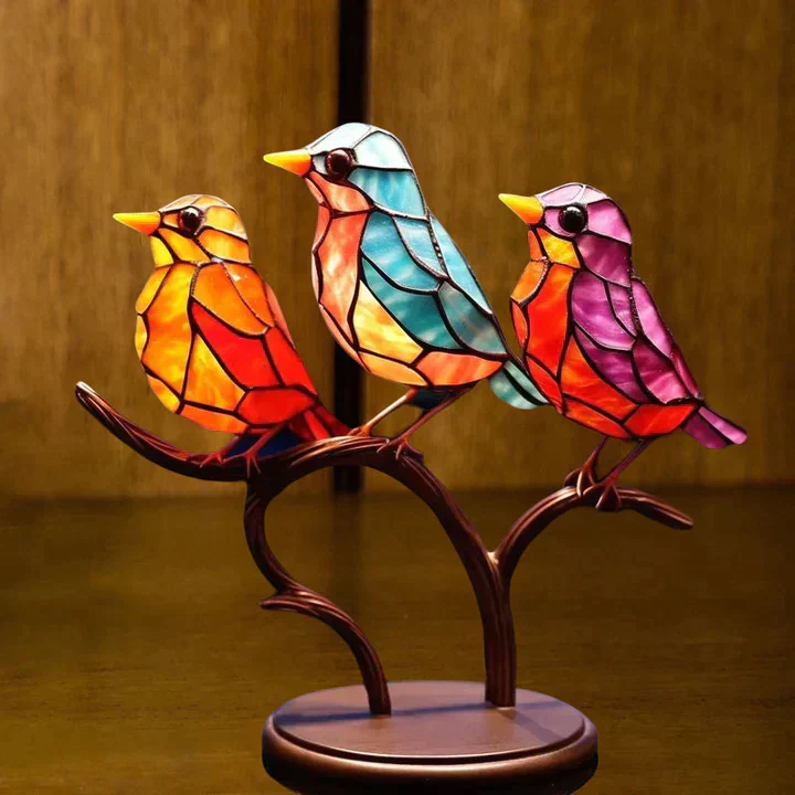 🌈Stained Glass Birds on Branch Desktop Ornaments🕊️ - Image 7