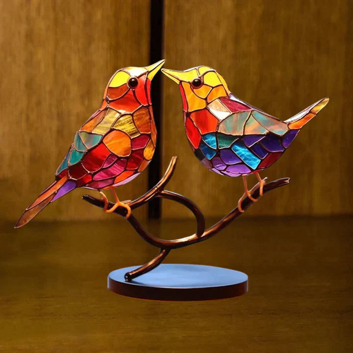 🌈Stained Glass Birds on Branch Desktop Ornaments🕊️ - Image 8