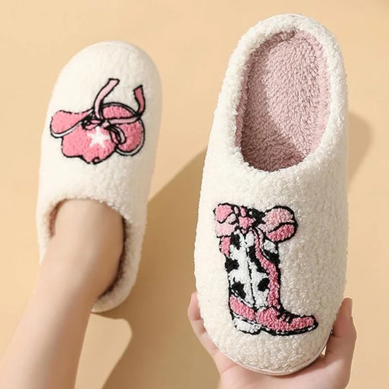 Cartoon Print Plush Slippers - Image 9