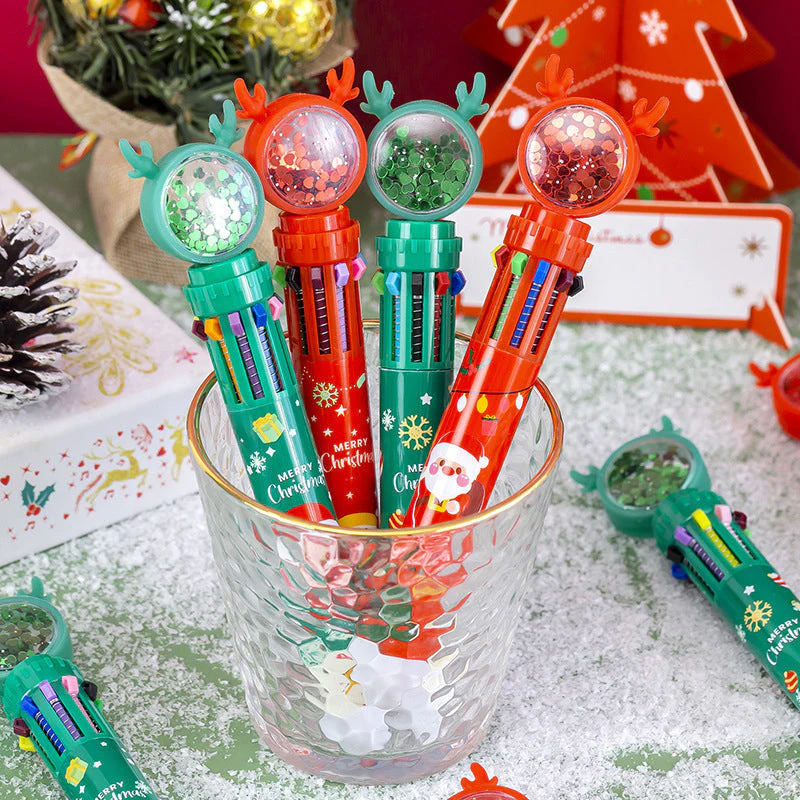 Cute Christmas Glitter Pen Set - Image 3
