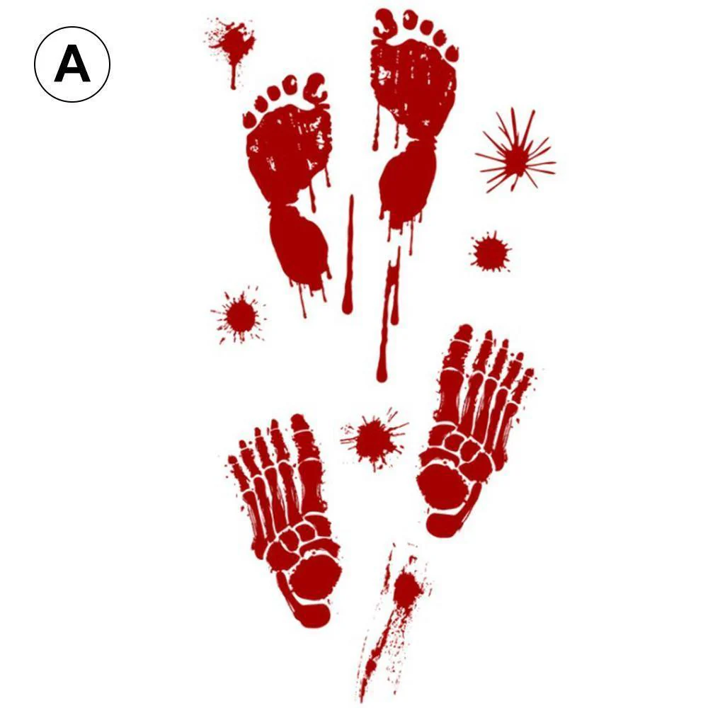 Halloween blood hand footprints wall stickers - Image 10