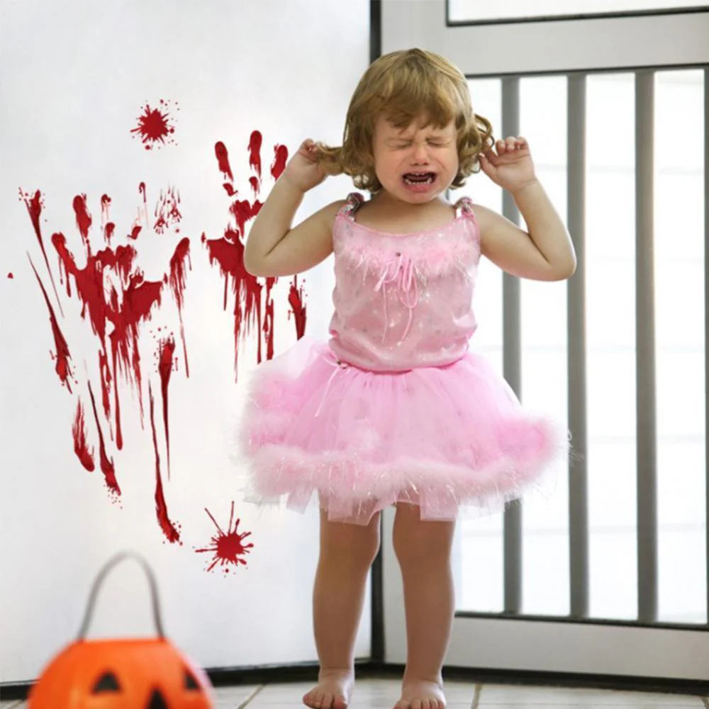 Halloween blood hand footprints wall stickers - Image 3