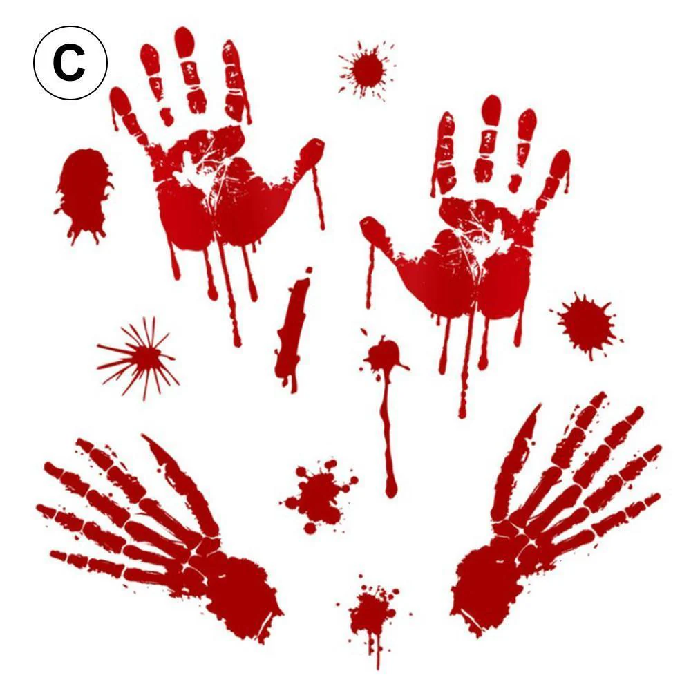 Halloween blood hand footprints wall stickers - Image 7