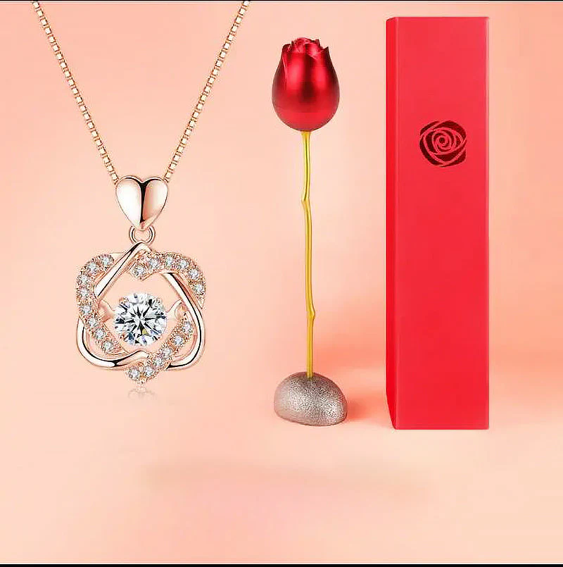 Heart necklace Set with rose - Image 3