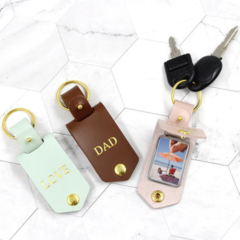 Leather Keyring With Family Photo - Image 3