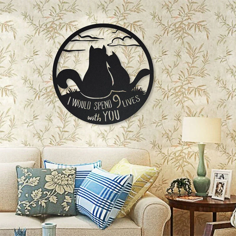 Metal Cat Silhouette Decoration Art - Image 2
