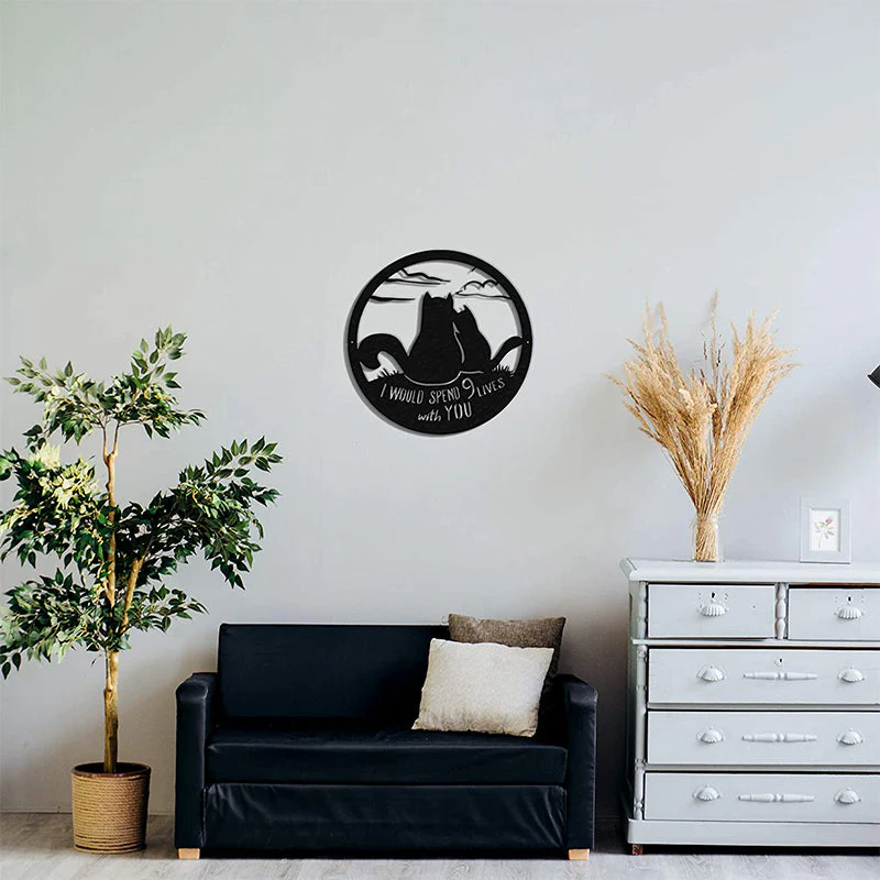 Metal Cat Silhouette Decoration Art - Image 6