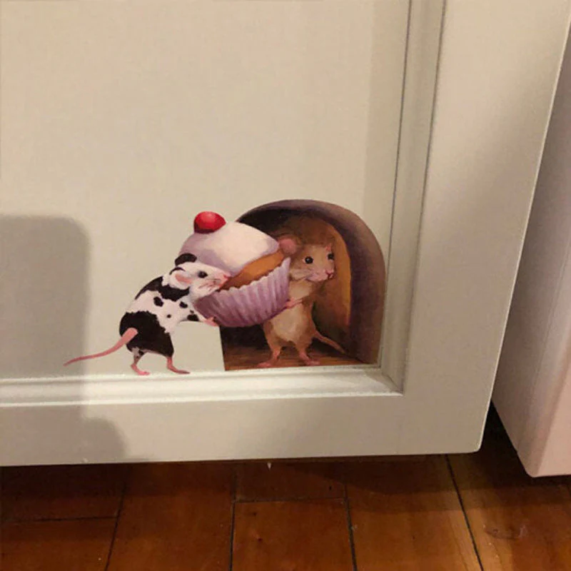 Realistic 3D Mouse Hole Wall Stickers - Image 10