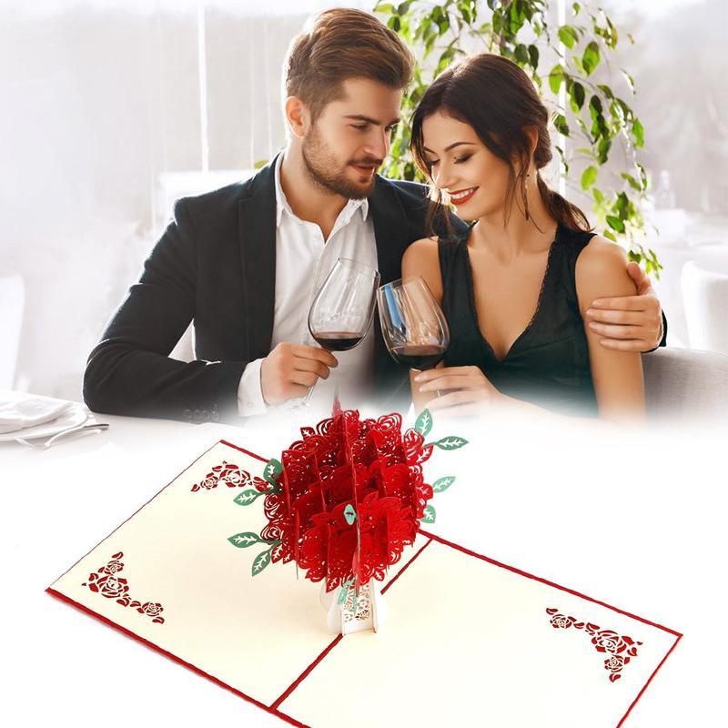 Rose Bouquet Pop-up Card - Valentine's Day Card - Image 4