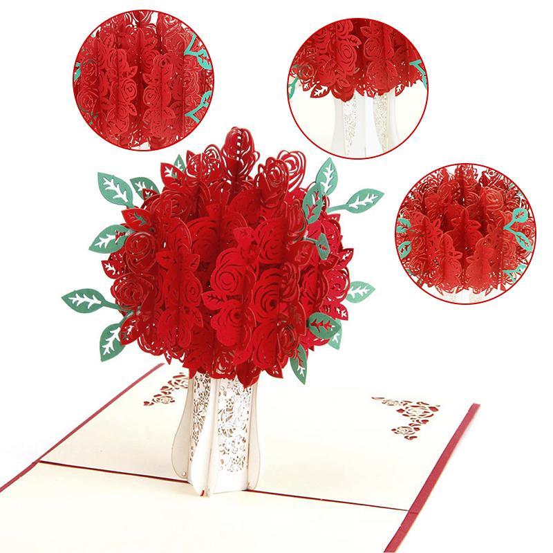Rose Bouquet Pop-up Card - Valentine's Day Card - Image 5