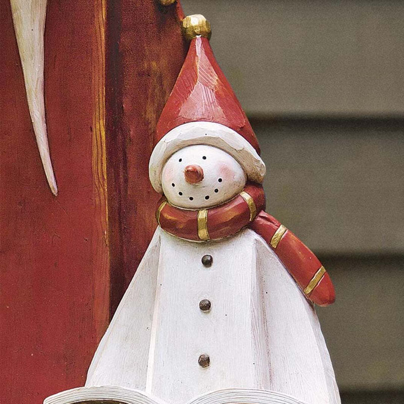 Santa and Snowman Sculpture with Solar Lantern - Image 3