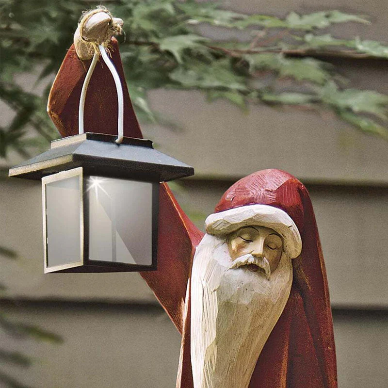 Santa and Snowman Sculpture with Solar Lantern - Image 4