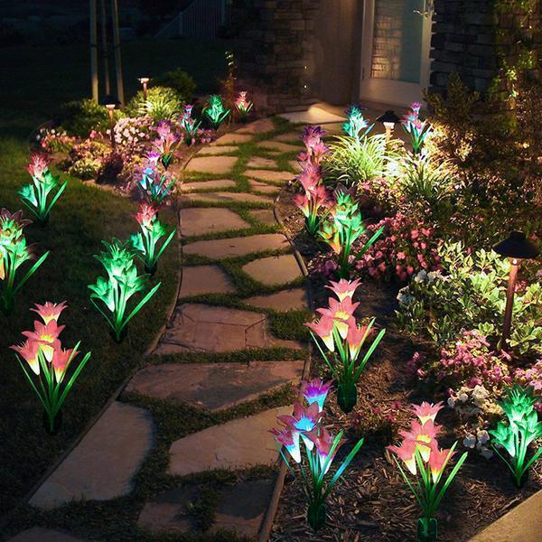 Solar Powered LED Flower Stake Set - Image 3