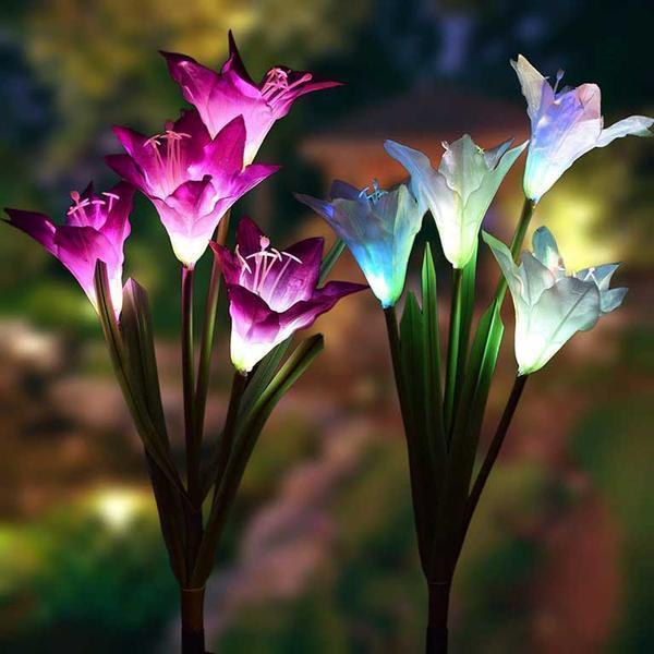 Solar Powered LED Flower Stake Set - Image 6