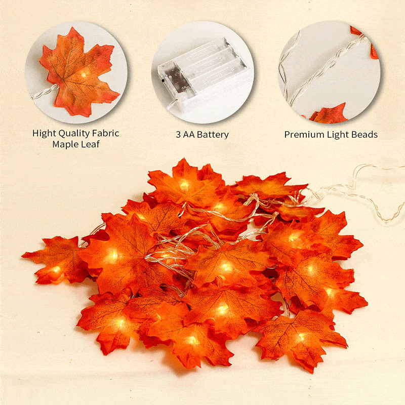 Thanksgiving Décor Fall Maple Leaf String Lights - Image 8
