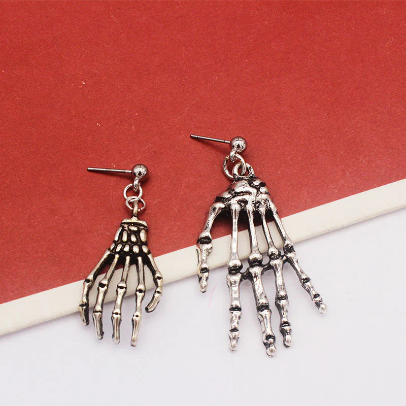 Women's Asymmetric Skull Hand Earrings - Image 2