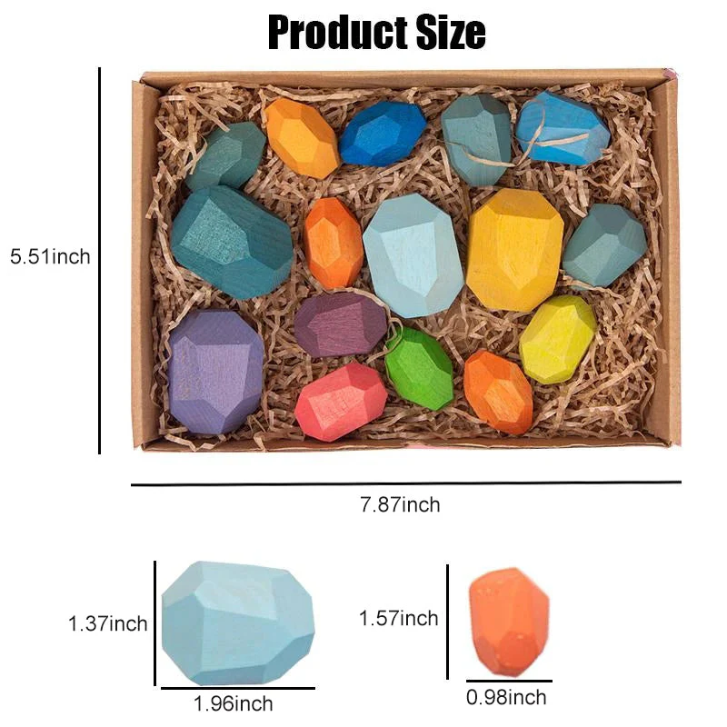 Wood Rock Set Balancing Blocks Toy - Image 3